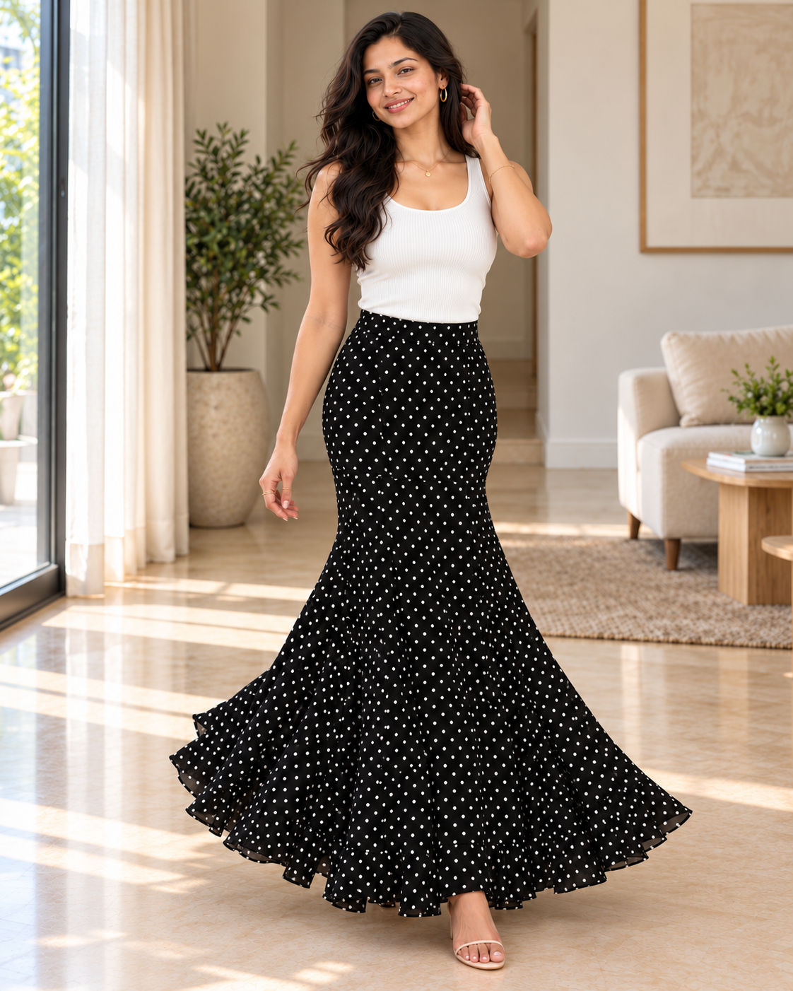 Moana Dottie Polka Dot Maxi Skirt