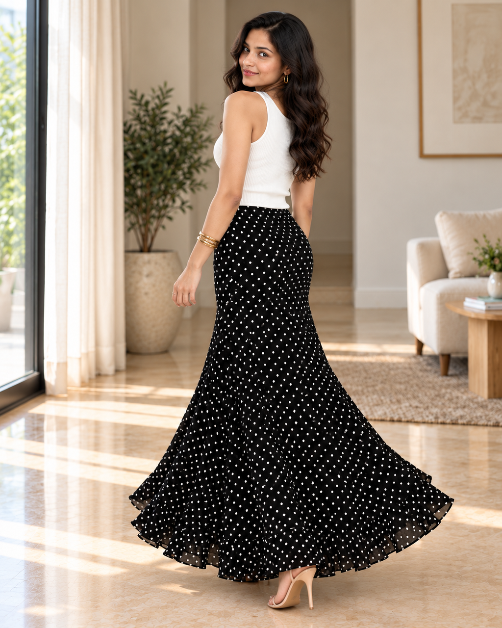 Moana Dottie Polka Dot Maxi Skirt