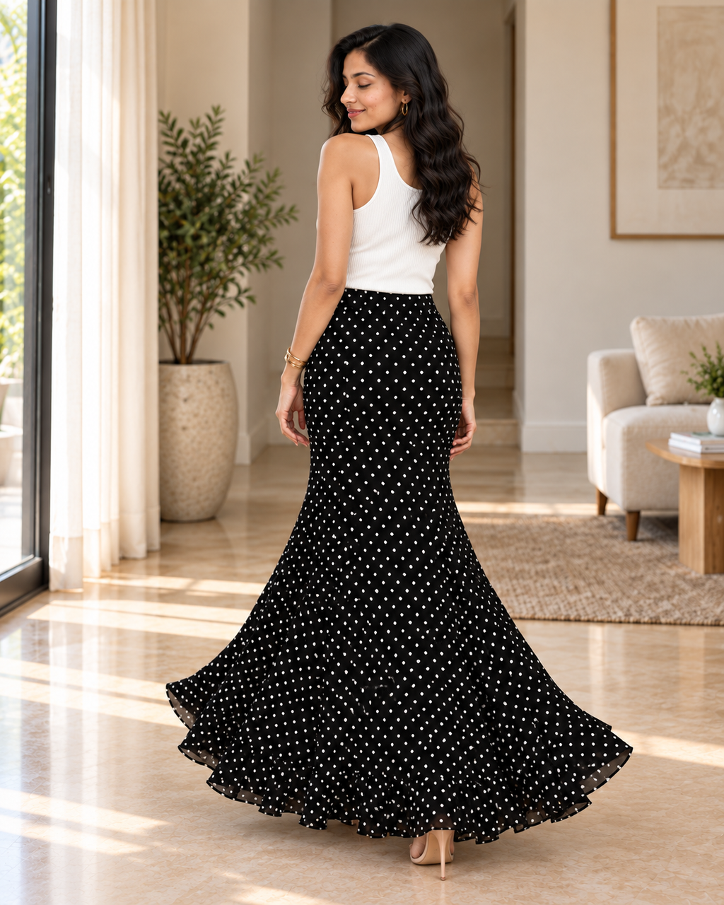 Moana Dottie Polka Dot Maxi Skirt