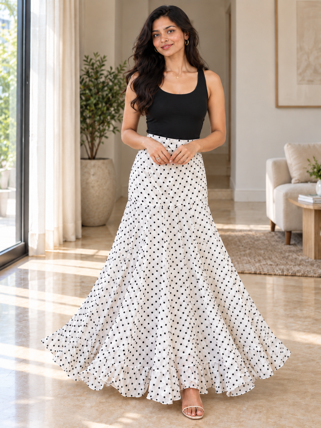 Moana Dottie Polka Dot Maxi Skirt