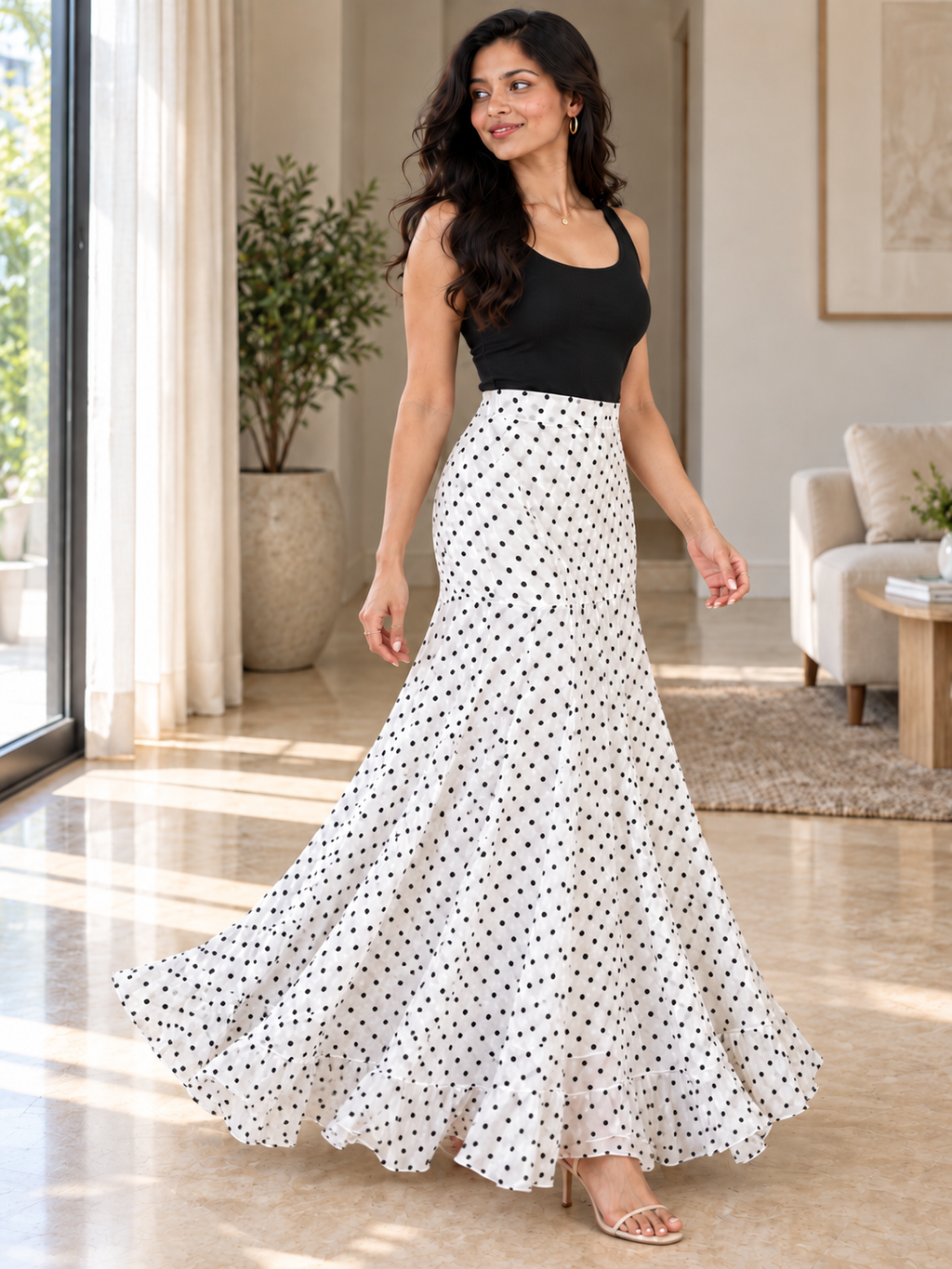 Moana Dottie Polka Dot Maxi Skirt