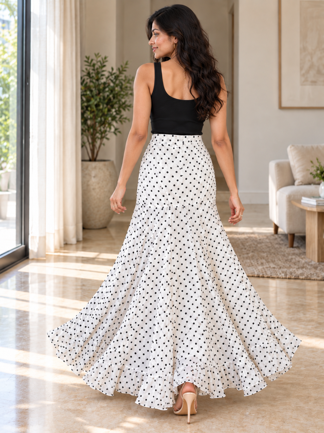 Moana Dottie Polka Dot Maxi Skirt